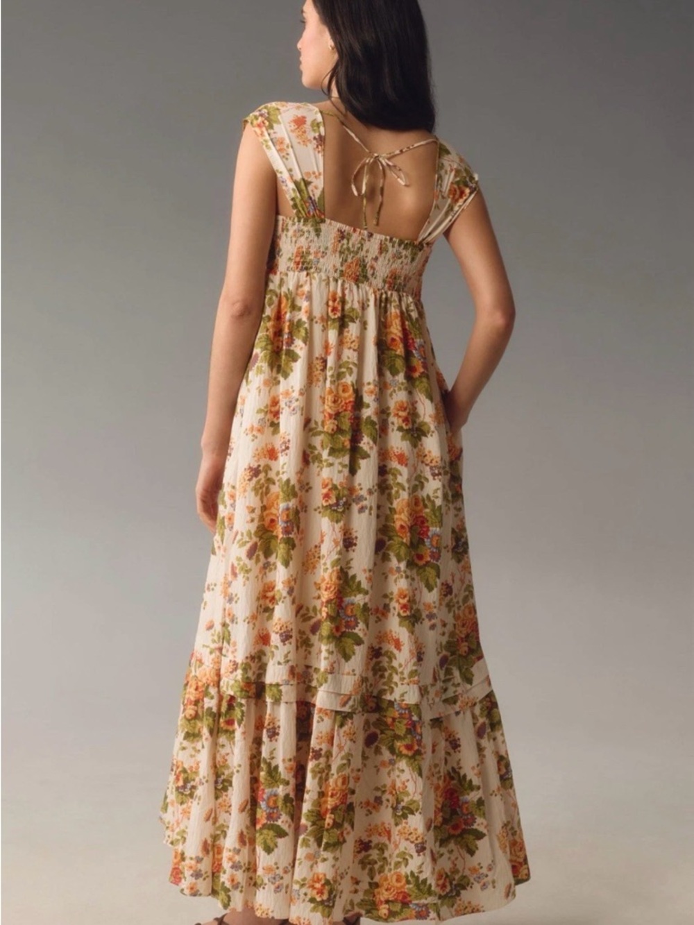 By Anthropologie Floral Empire Waist Tiered Maxi Dress Small - Picture 3 of 9